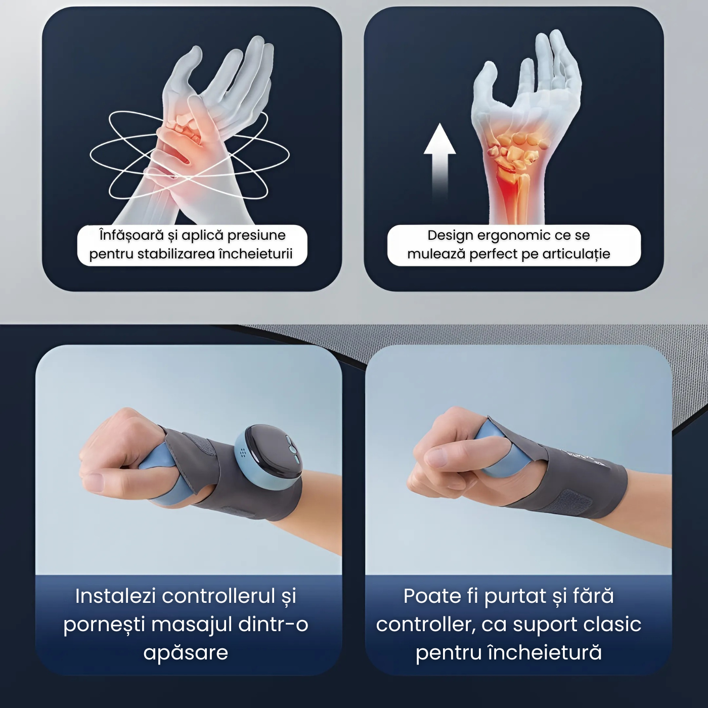 Suport Mana 3 In 1 EMS Si Caldura Pentru Dureri La Incheietura