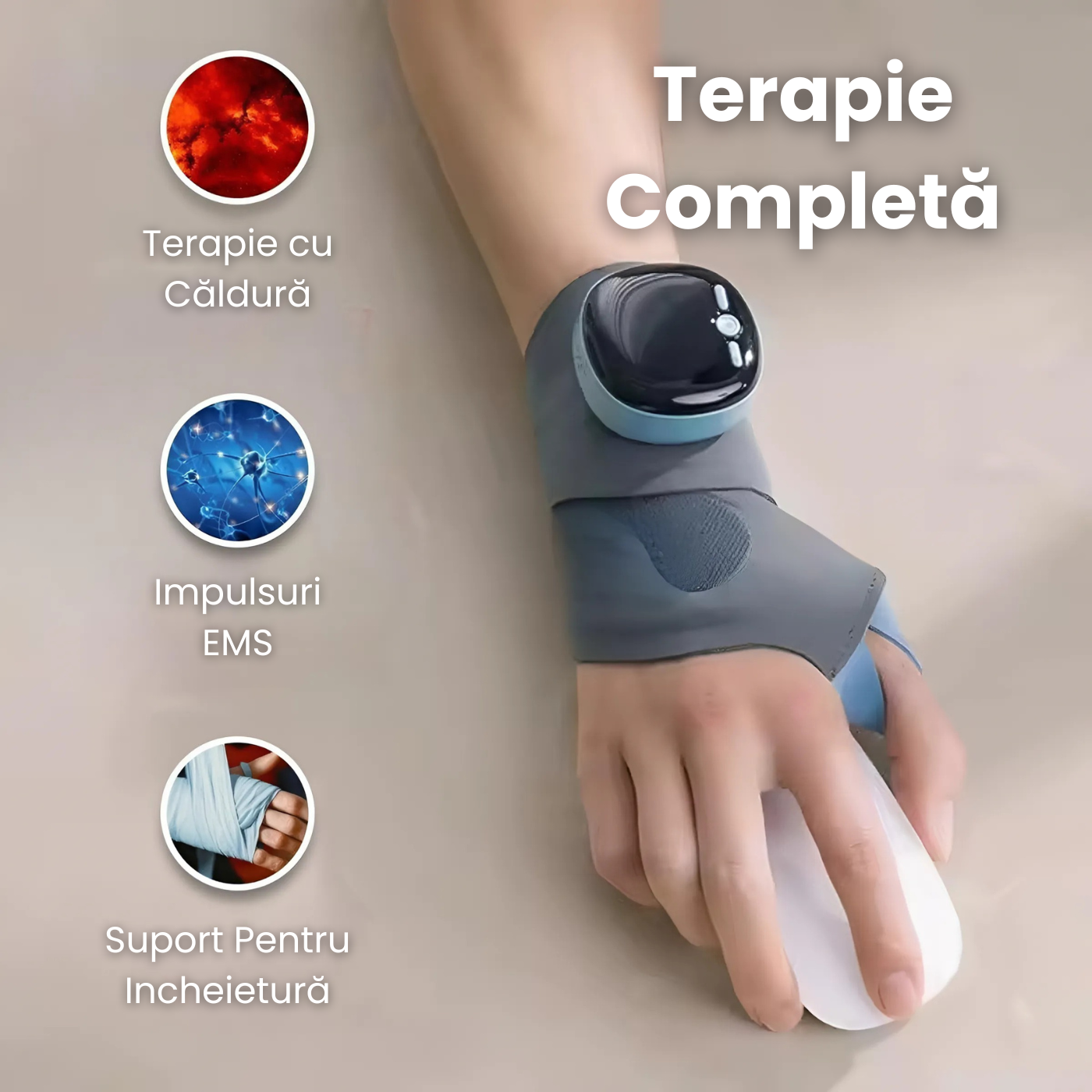 Suport Mana 3 In 1 EMS Si Caldura Pentru Dureri La Incheietura